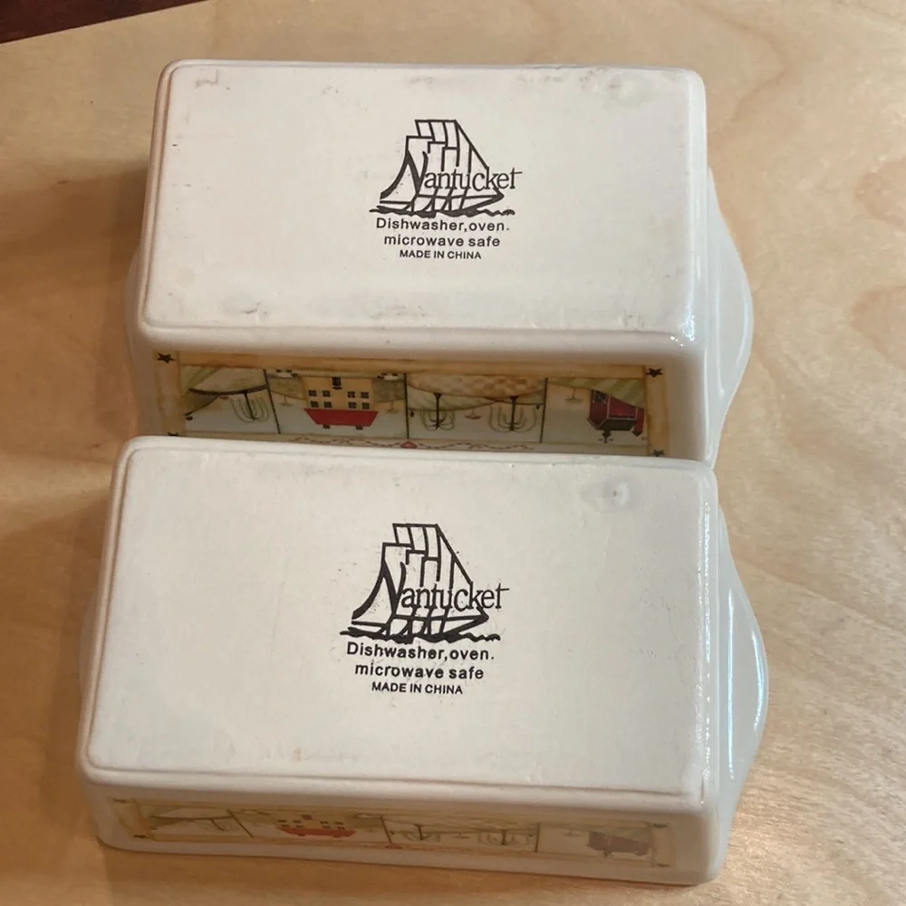 Pair Nantucket stoneware mini loaf baking dishes